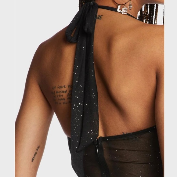 SOLD🛑 nwt Turn to Twilight Black Glitter Sheer Maxi Dress size Medium - Picture 4 of 5